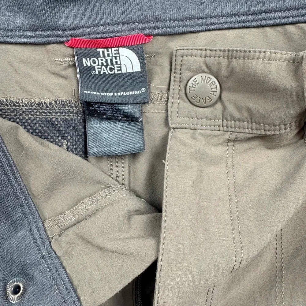 North Face Convertible Pants Men 32 Olive Green Zip‎ Off Hiking Outdoor READ